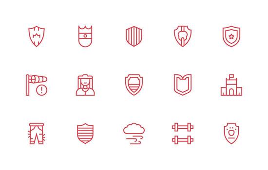 fuerte conjunto con 15 regular línea íconos esencial icono colección vector