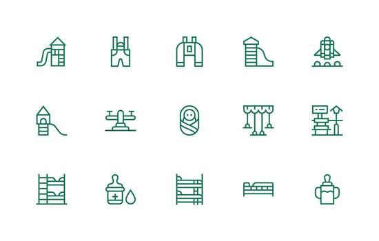 15 Regular Line Icons for Toddler Graphics Theme-Based Icon Pack vector