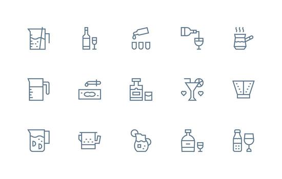 Regular Line Icons from Pour Set with 15 Vectors Icon Set for Web