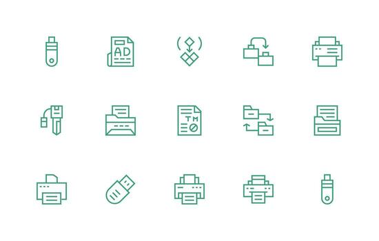 regular línea íconos desde Copiar conjunto con 15 vectores diseño icono colección