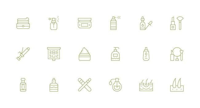 18 Minimal Line Icons for Cosmetics Graphics Sharp Icons for Presentations vector