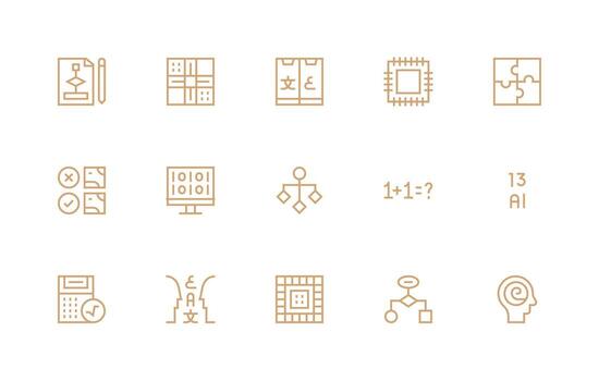 15 regular línea vectores para lógica tema completamente editable icono conjunto para web