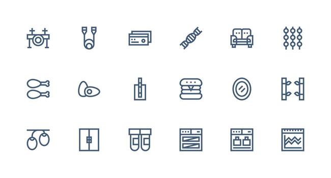 Double Icon Set with 18 Strong Stroke Line Graphics Dashboard Icon Series vector