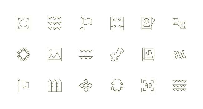 18 Icons for Border in Minimal Line Format Clean Icon Collection for Web Use vector