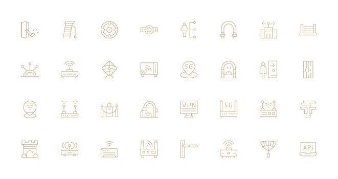 32 Thin Line Designs for Access Point Icons Style Icon Set vector