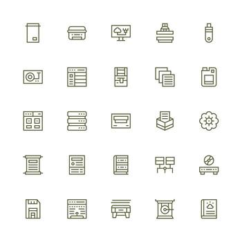 25 medio carrera contorno íconos para datos almacenamiento gráficos ligero icono serie vector