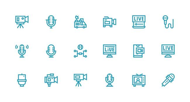 Live Design Icons featuring 18 in Strong Stroke Line Style Complete Icon Bundle for Web Design vector