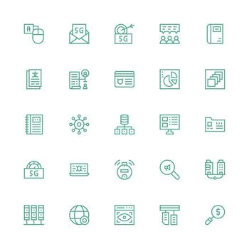 datos incluso 25 medio carrera contorno ilustraciones limpiar icono conjunto icono paquete para ui proyectos vector