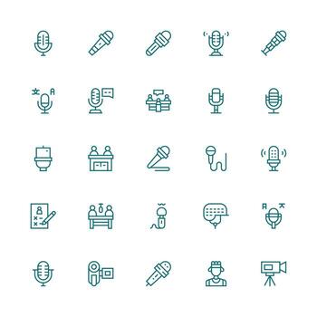Interview Icon Set with 25 Medium Stroke Outline Graphics Organized Icon Pack for Quick Access vector