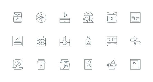 18 Icons for Preservation in Minimal Line Format Scalable Icons for Cross-Platform Interfaces vector
