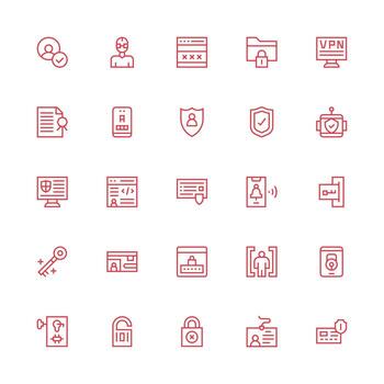 Authentication featuring 25 Icons in Medium Stroke Outline Design UI-Ready Icon Collection vector