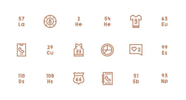 Strong Stroke Line Icons from Number Set with 18 Vectors Optimized Icon Pack for Digital Products