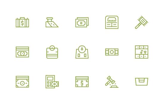15 Icons for Pound in Regular Line Format Icon Set for Projects vector