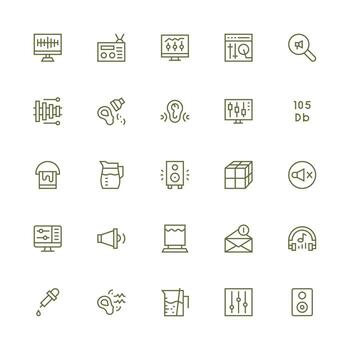 25 Medium Stroke Outline Style Icons from Volume Collection Scalable Icons for All Themes vector