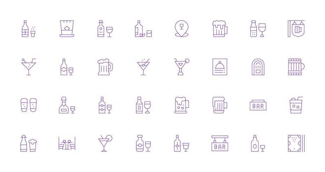 Pub Design Icons featuring 32 in Thin Line Style Scalable Icon Pack vector