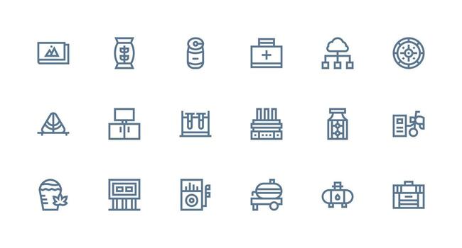 Storage Icon Set with 18 Strong Stroke Line Graphics Core Icon Collection for Daily Tasks vector
