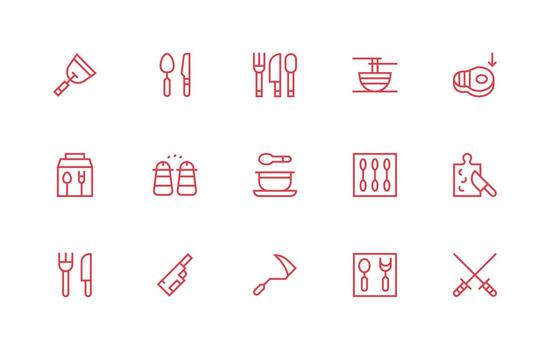15 Regular Line Style Icons from Cutlery Collection Basic Icon Series vector