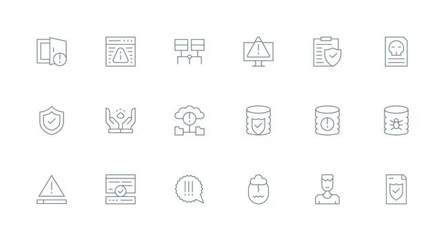 Data Integrity Set with 18 Minimal Line Icons App Icon Pack vector
