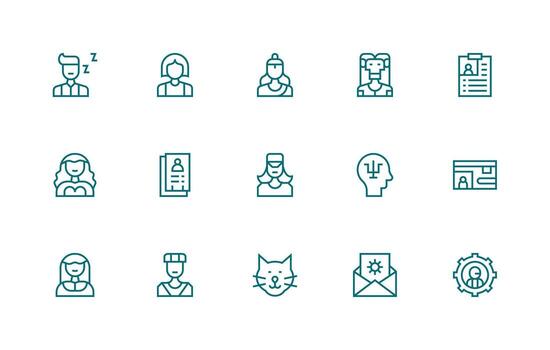15 regular línea estilo íconos desde perfil colección icono paquete para ui vector