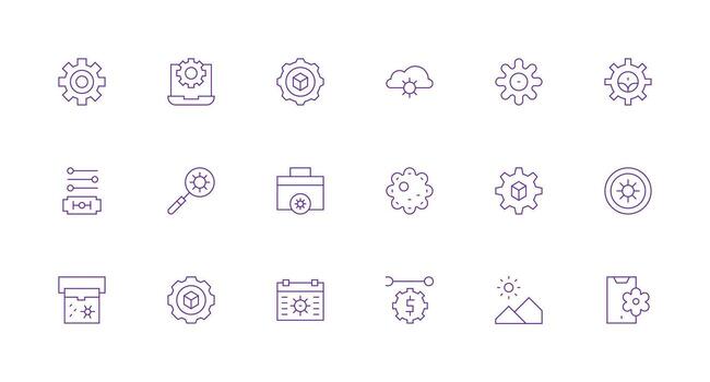 ajustes presentando 18 íconos en mínimo línea diseño limpiar icono conjunto icono paquete para ui proyectos vector