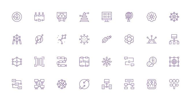 Data Flow Icon Collection with 32 Thin Line Designs Lightweight Icon Series vector