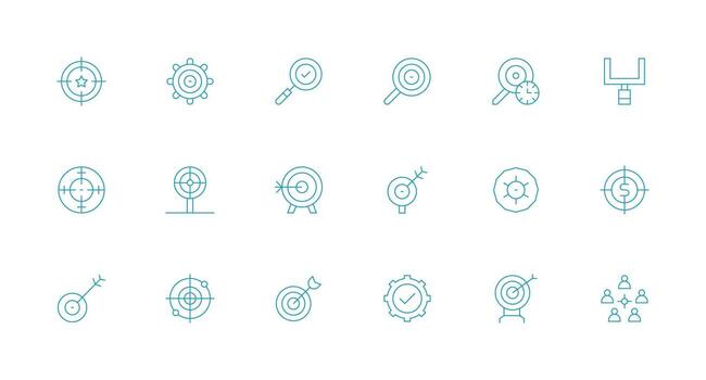 Objective featuring 18 Icons in Minimal Line Design Complete Icon Set for Mobile Apps vector