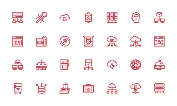 servidor icono conjunto con 28 negrita línea gráficos todas dispositivo compatible icono conjunto vector