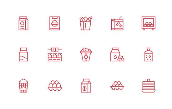 Carton Set with 15 Regular Line Icons Icon Set for Web vector