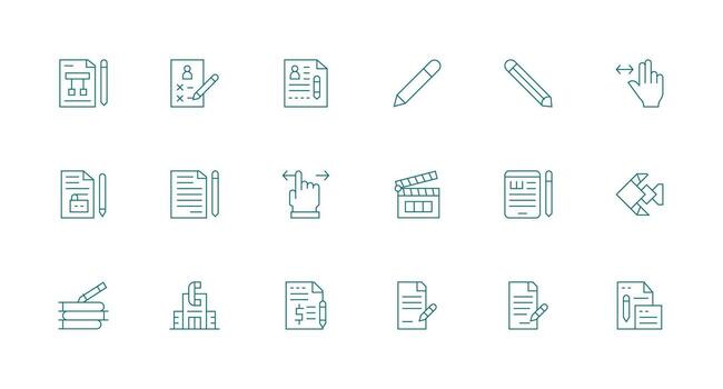 18 mínimo línea íconos para edición gráficos agudo íconos para presentaciones vector