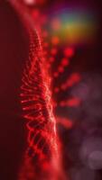 a abstração do energia vibrações do virtual brilhante vermelho espumante ondas, suavemente e elegantemente comovente dentro espaço. video
