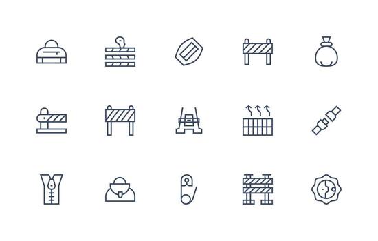 Closure Design Icons featuring 15 in Regular Line Style Optimized Icon Pack for Digital Products vector