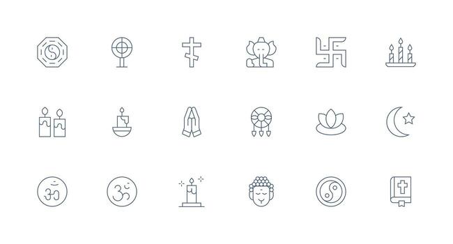 espiritualidad conjunto con 18 mínimo línea íconos mínimo icono conjunto para interfaz proyectos vector