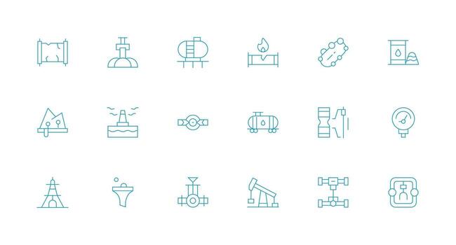 tubería icono conjunto con 18 mínimo línea gráficos sencillo íconos para interfaz y wireframes vector