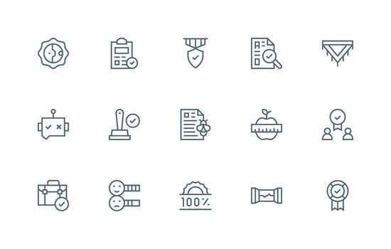 15 Regular Line Icons for Quality Control Graphics Icon Set for Projects vector