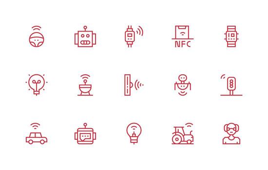 Smart Visual Pack containing 15 Regular Line Icons High-Resolution Icons for Any Platform vector