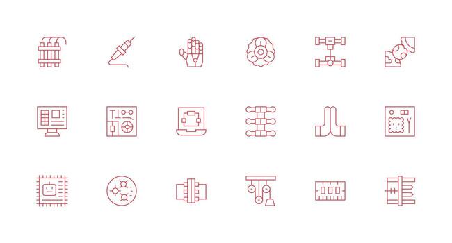 componentes visual paquete conteniendo 18 mínimo línea íconos ui icono conjunto vector