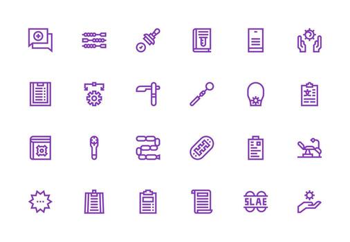 24 grueso línea línea estilo íconos desde procedimiento colección optimizado icono paquete para digital productos vector