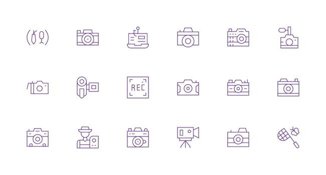 18 Minimal Line Icons for Capture Graphics Organized Icon Pack for Quick Access vector