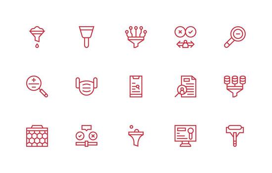 regular línea íconos desde filtración conjunto con 15 vectores ligero icono serie