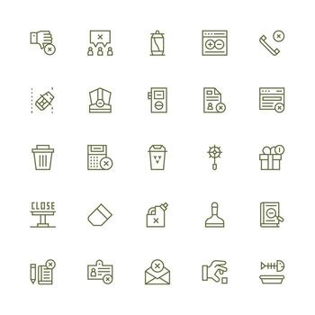 Remove Icon Set with 25 Medium Stroke Outline Graphics Compact Icon Set vector