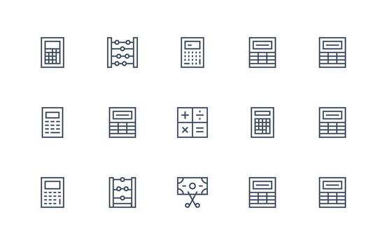 15 Icons for Subtract in Regular Line Format Interface Icon Collection vector