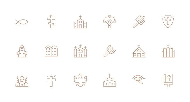God Icon Set with 18 Minimal Line Graphics Scalable Icon Pack vector
