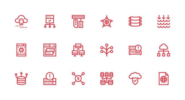 18 fuerte carrera línea íconos para servidor gráficos íconos construido para visual consistencia paquete vector