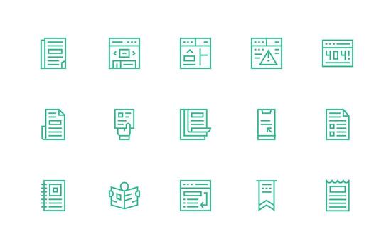 Page Design Icons featuring 15 in Regular Line Style Interface Icon Collection for Daily Projects vector