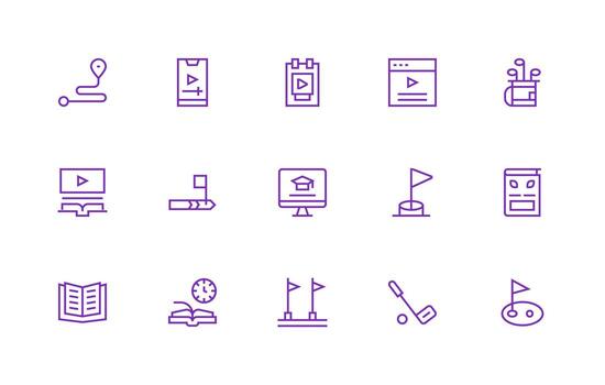Course Set with 15 Regular Line Icons Modern Icon Set vector