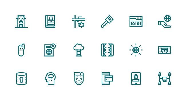 acceso icono conjunto con 18 fuerte carrera línea gráficos web y aplicación icono paquete colección vector