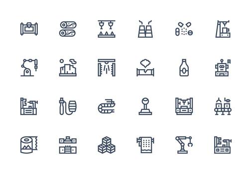 Manufacturing featuring 24 Icons in Thick Line Line Design Neatly Designed Icons for Web Platforms vector