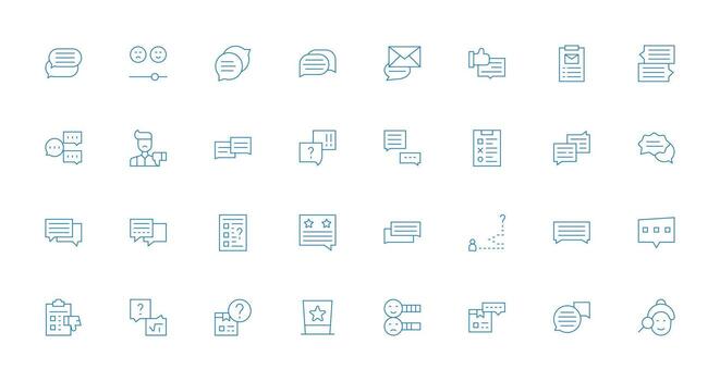 Feedback Form Visual Pack containing 32 Thin Line Icons Fully Editable Icon Set for Web vector