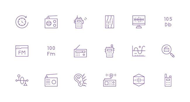 18 íconos para frecuencia en mínimo línea formato flexible icono sistema para web interfaces vector