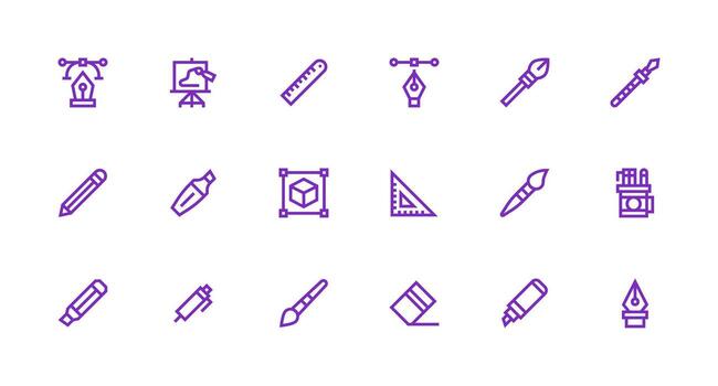 18 Strong Stroke Line Style Icons from Drawing Tool Collection Well-Structured Icons for Creative Use vector